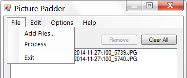 Picture Padder File Menu Item